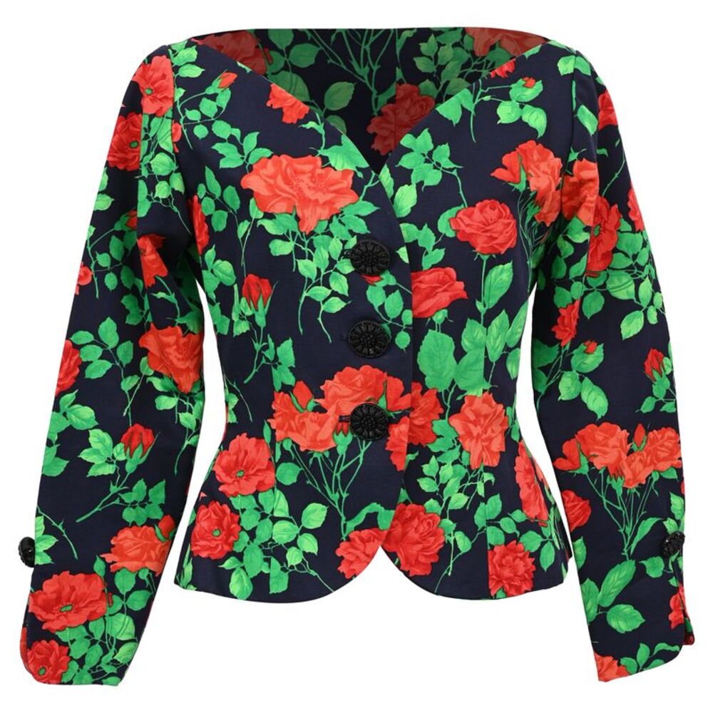 YSL Vintage Floral Rive Gauche Jacket in Multicolor Cotton